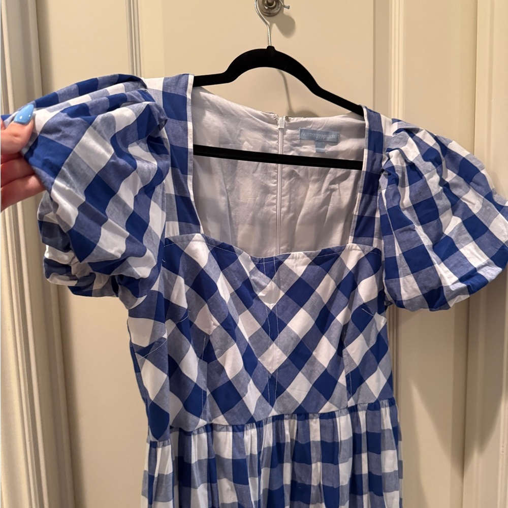 Antonio Melani Amara Gingham Tiered Flounce Hem A-Line Midi Dress - Picture 5 of 8